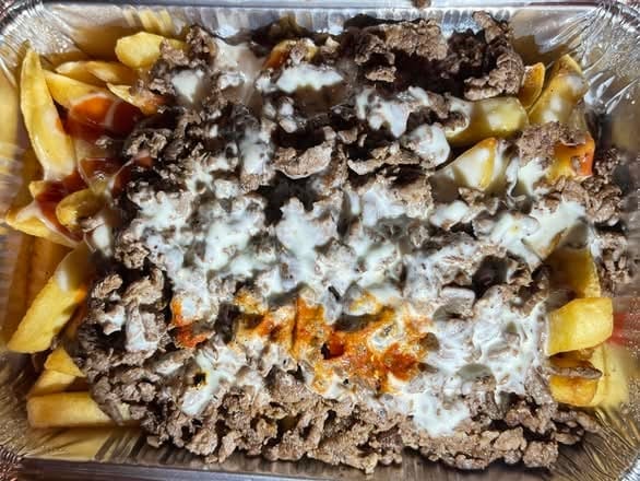 Lamb Shawarma Over Fries.