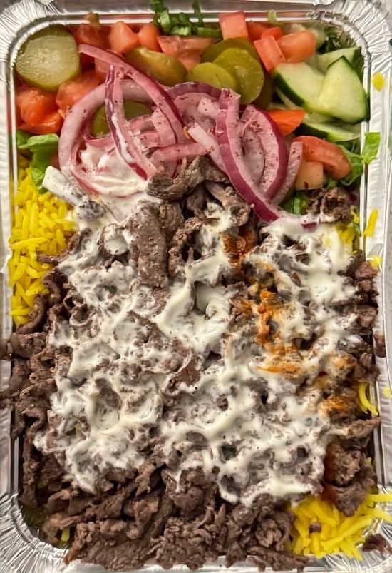Lamb Shawarma Over Rice.