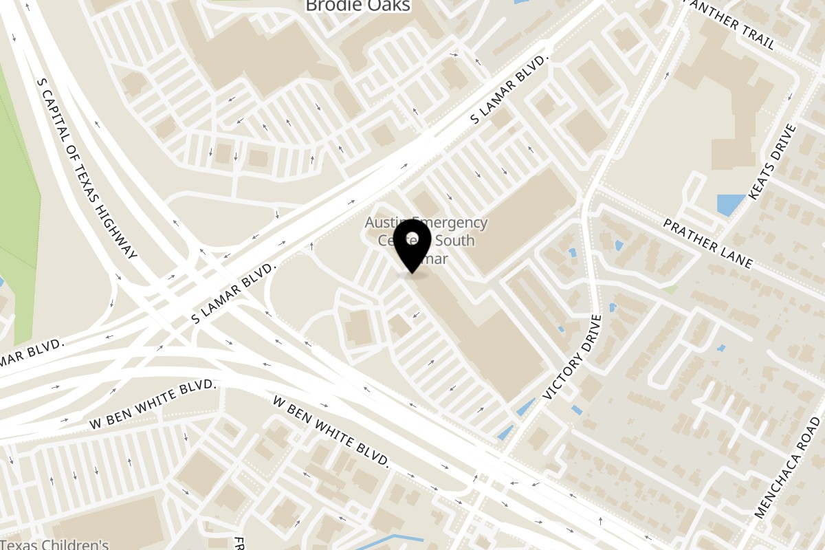 Map showing the location of Halal Bros S Lamar Blvd on 4211 S Lamar Blvd Suite A-30 in Austin